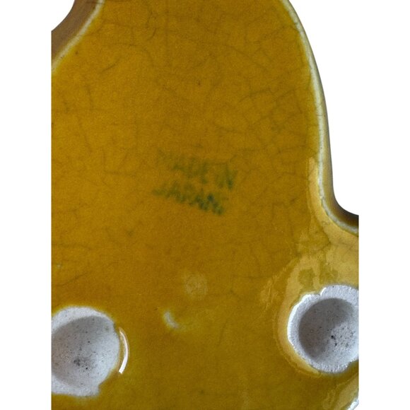 Vintage Siamese Cat Wall Pocket Yellow Ceramic Crackle Glaze Japan 6 Inches - Picture 4 of 4